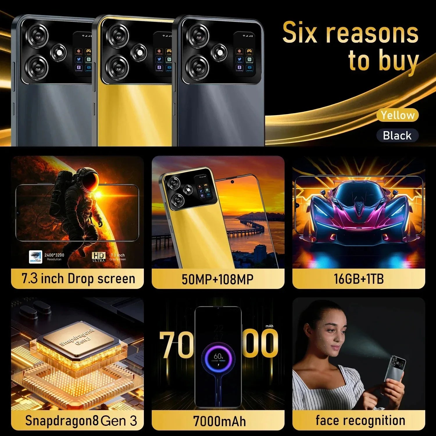 X8 Pro 5G - 16GB RAM+1TB - Snapdragon 8 Gen3 - 108MP Camera - 7000mAh