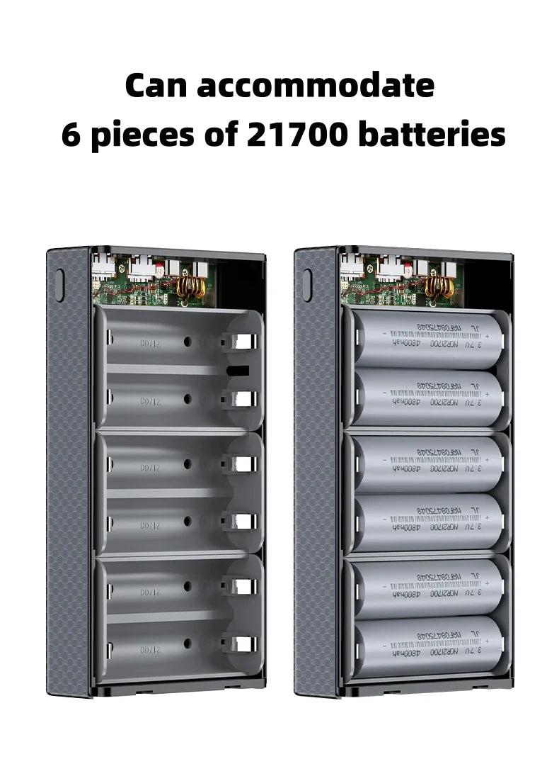 DIY Power Bank Kit 100W - 6x 21700 Battery - No Soldering - Easy Assembly