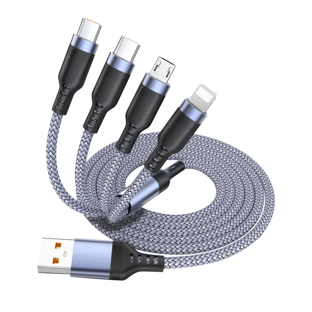 Multi USB Cable 3A - 4-in-1 - Fast Charging - For iPhone/Android/Tablets