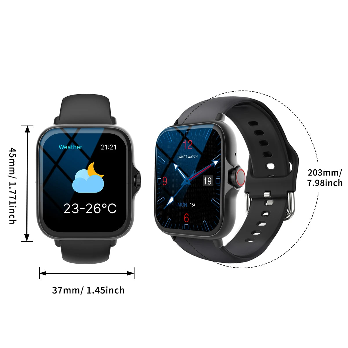 Smartwatch - Wireless Calling - Dial Function - App Reminders - Sports Watch