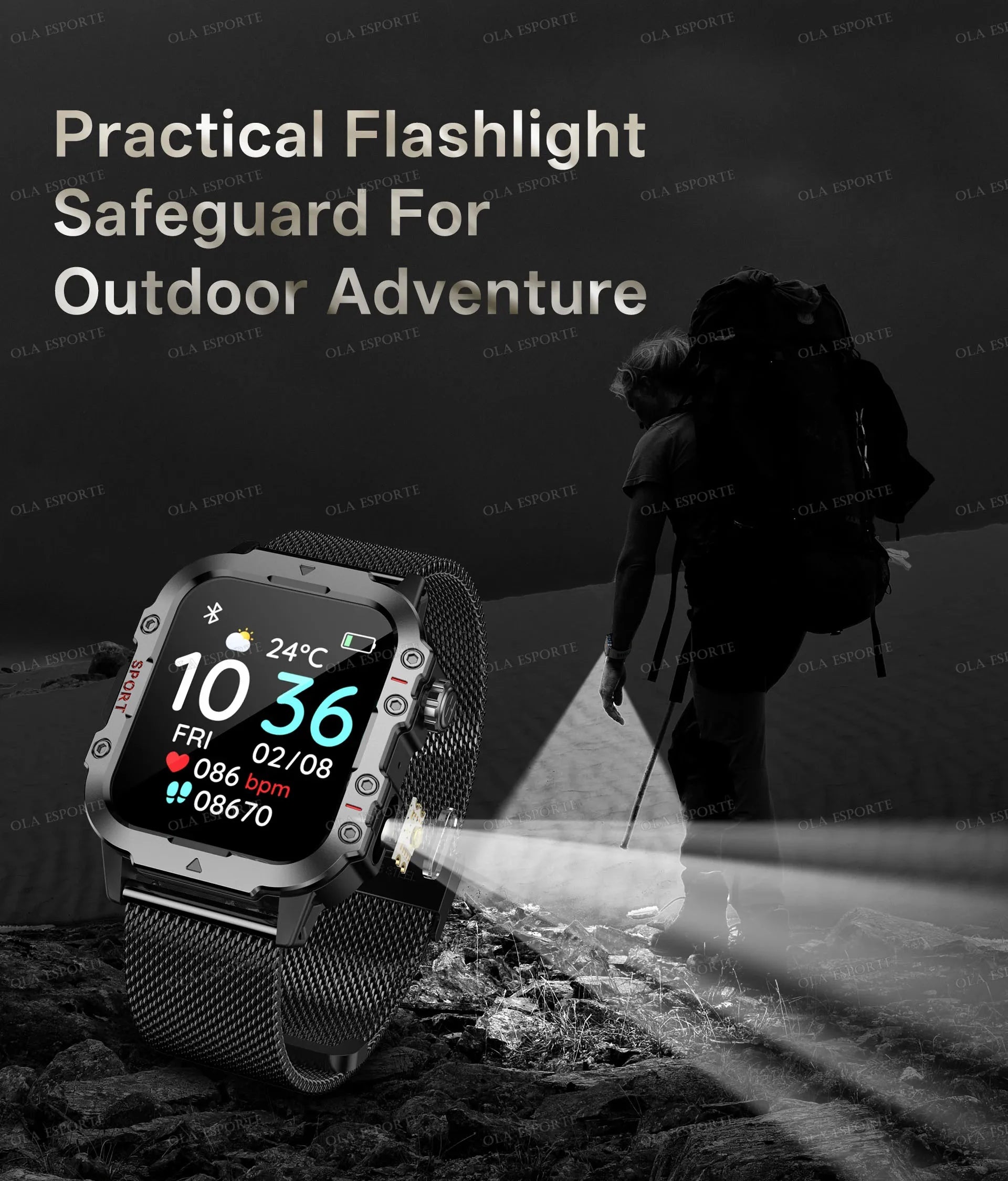 Smartwatch GPS - Military Outdoor - Heart Rate - Waterproof - iOS & Android