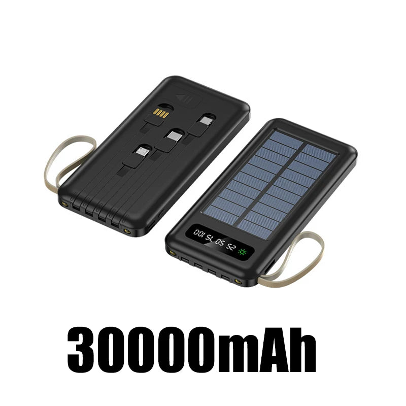 Solar Power Bank 50000mAh - Fast Charging - Dual USB - LED Display - 4 Cables