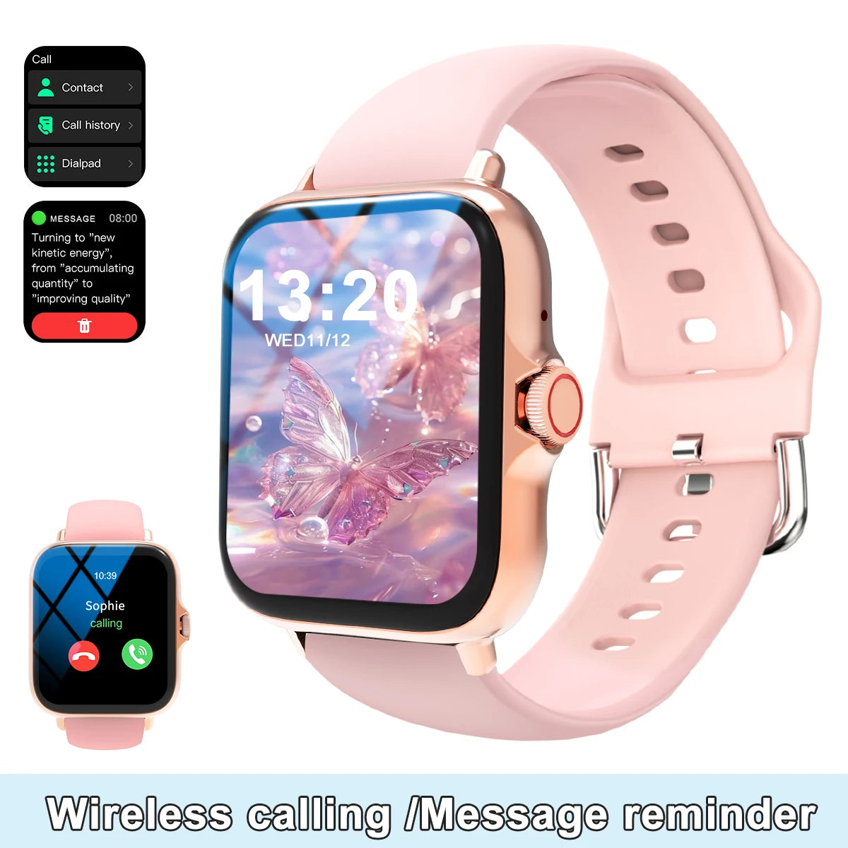 Smartwatch - Wireless Calling - Dial Function - App Reminders - Sports Watch
