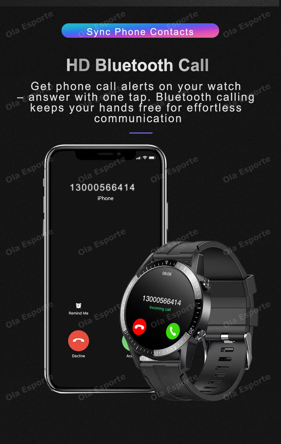 Smartwatch AMOLED - Bluetooth Call - 5ATM Waterproof - Full Touch - Weather