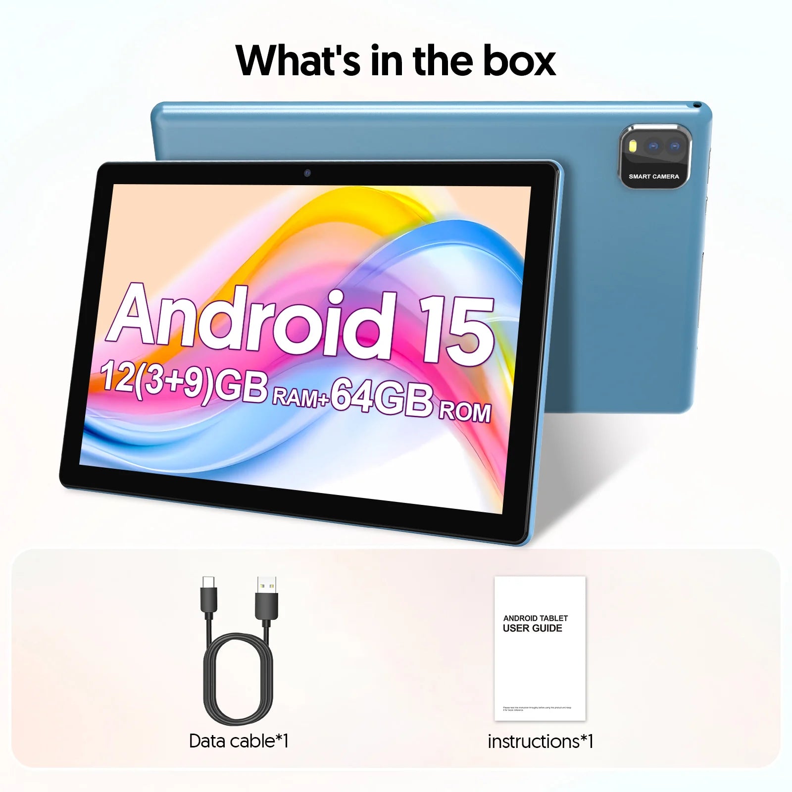 Android 15 Tablet 10" - 12GB RAM (3+9) - 64GB Storage - Quad-Core