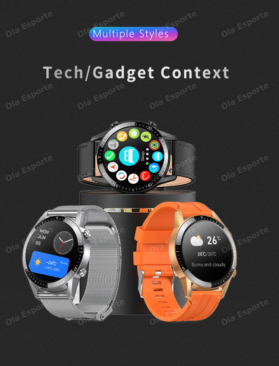 Smartwatch AMOLED - Bluetooth Call - 5ATM Waterproof - Full Touch - Weather