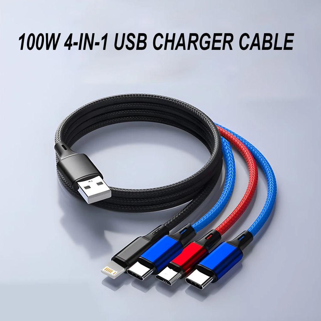 4-in-1 Multi Charging Cable - Lightning/Micro/Type-C - Fast Charging - Universal