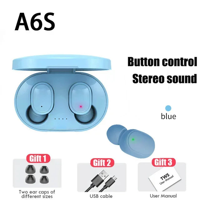 A6S Sport Earbuds - Bluetooth 5.0 - Waterproof - Touch Control - 16h Battery