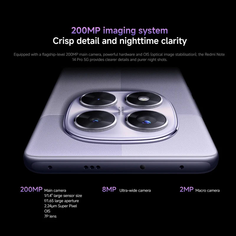 Xiaomi Redmi Note 14 Pro 5G - 6.67" AMOLED 120Hz - 200MP Camera - 5110mAh
