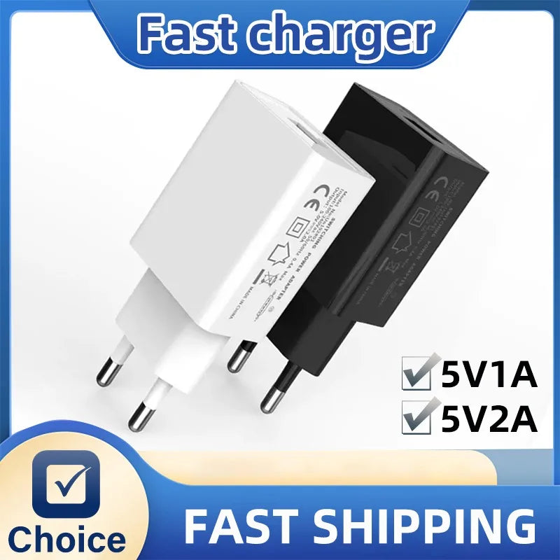 USB Wall Charger 10W - EU Plug - 5V 2A - Fast Charging - Travel Adapter