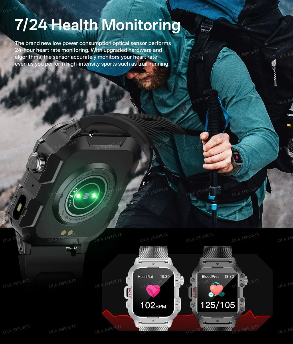 Smartwatch GPS - Military Outdoor - Heart Rate - Waterproof - iOS & Android