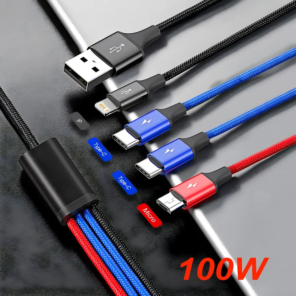 4-in-1 Multi Charging Cable - Lightning/Micro/Type-C - Fast Charging - Universal