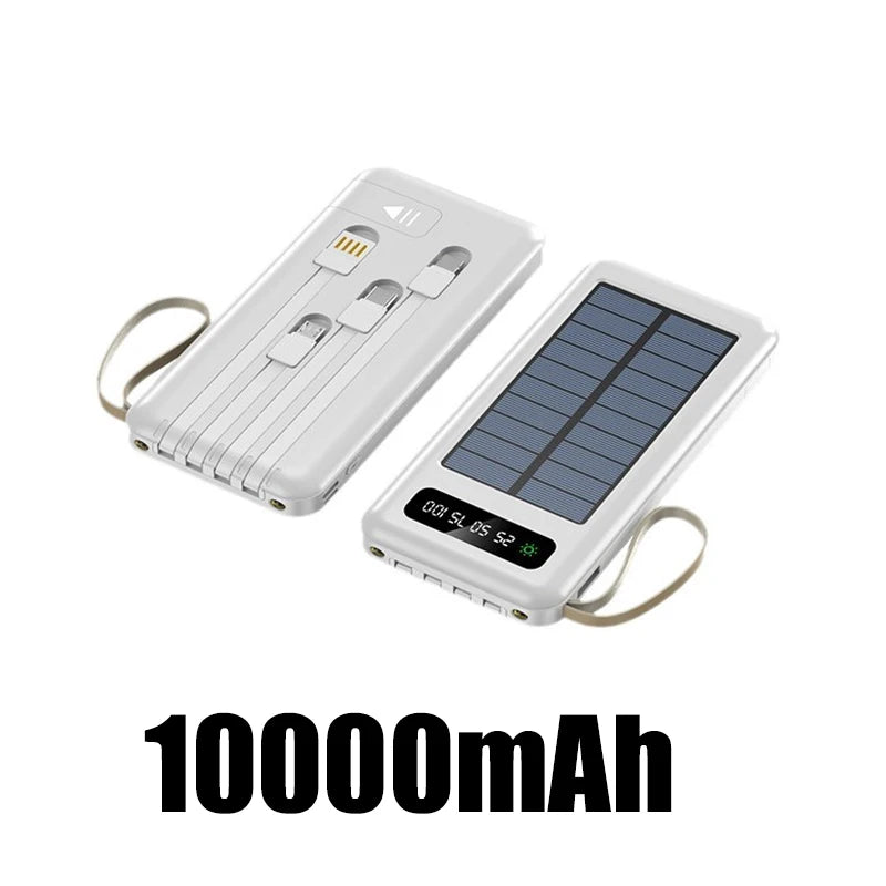 Solar Power Bank 50000mAh - Fast Charging - Dual USB - LED Display - 4 Cables