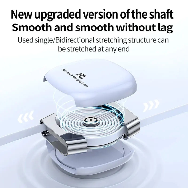 Retractable USB-C Cable 100W - Fast Charging - Car Kit - Portable - For iPhone & Android