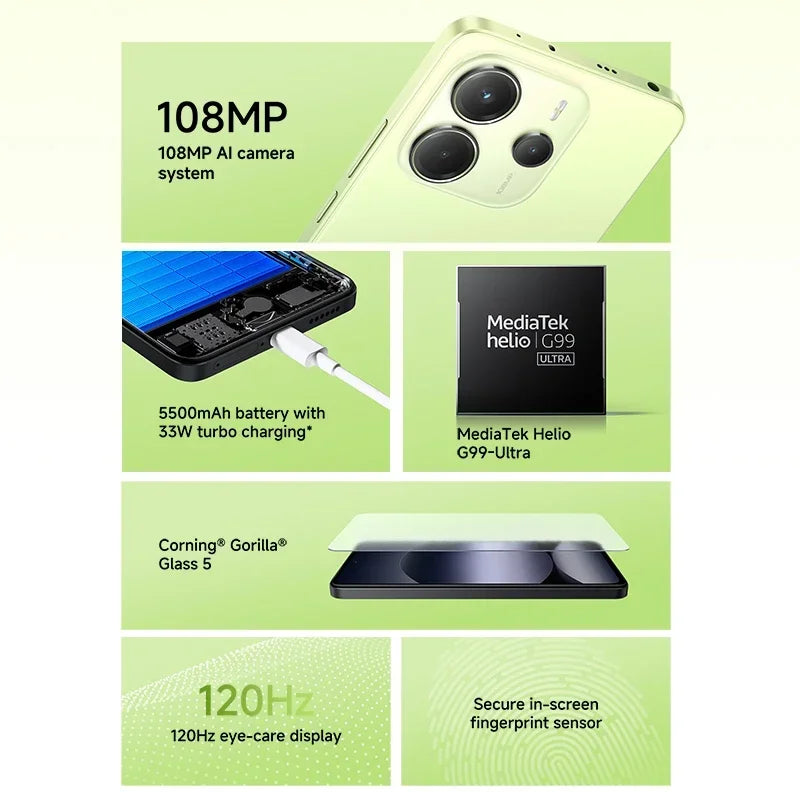 Xiaomi Redmi Note 14 - 6.67" AMOLED 120Hz - 108MP Camera - 5500mAh - 33W Charging