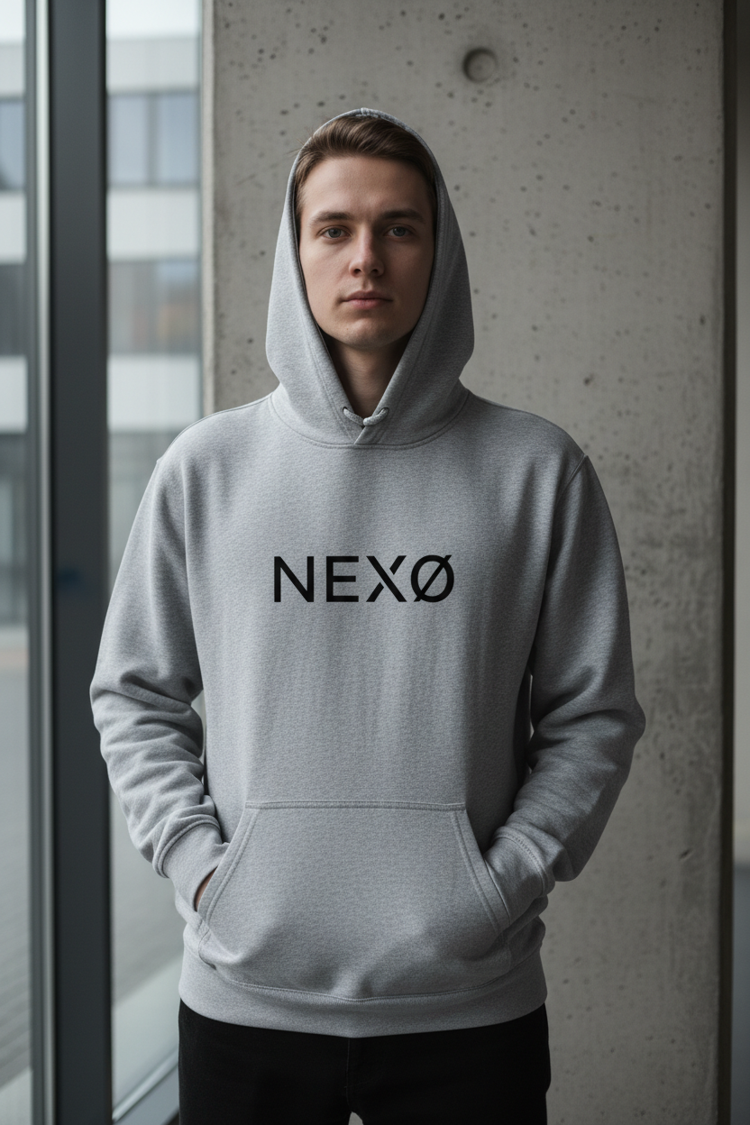 NEXØ Grey Hoodie Lifestyle Photo