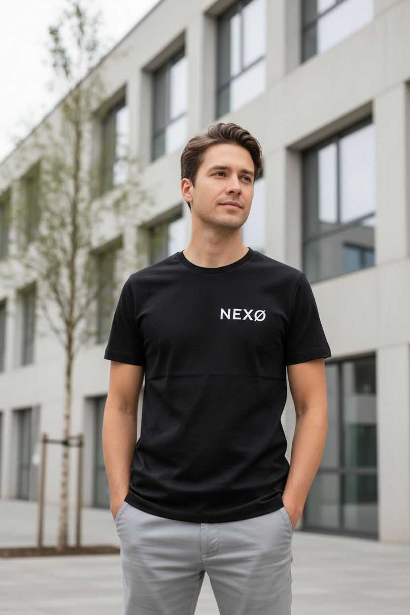NEXØ Black T-Shirt Lifestyle Photo